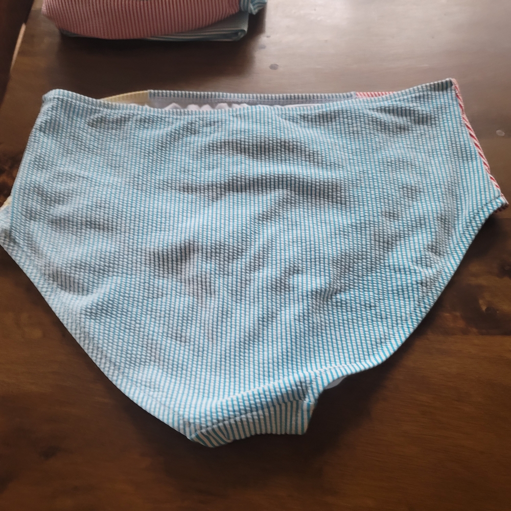 Landa End Striped Blue and Pink Underwire Tankini Set With 2 Briefs - Picture 6 of 8